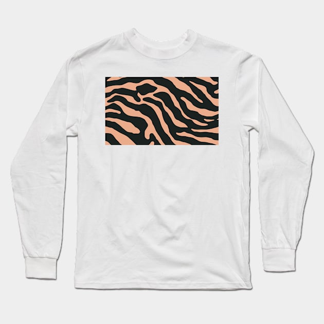 Tiger Skin Pattern Face Mask Pale Orange Long Sleeve T-Shirt by MAGE